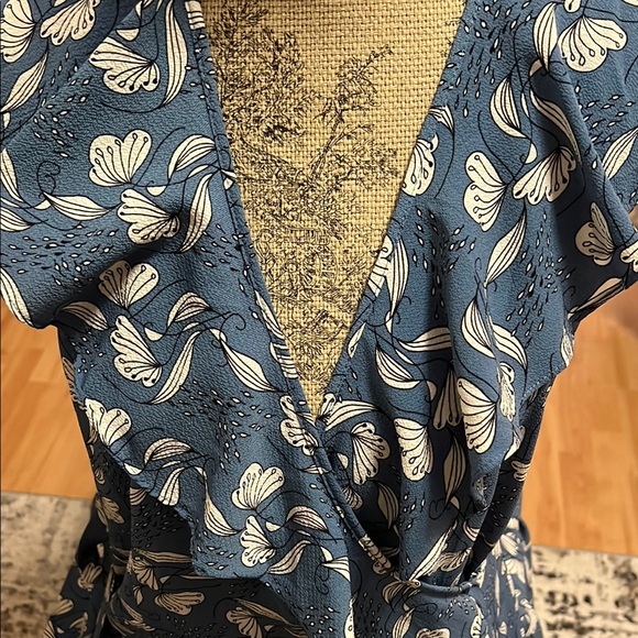 Max Studio Blue Ruffled Wrap Sundress - Picture 2 of 4